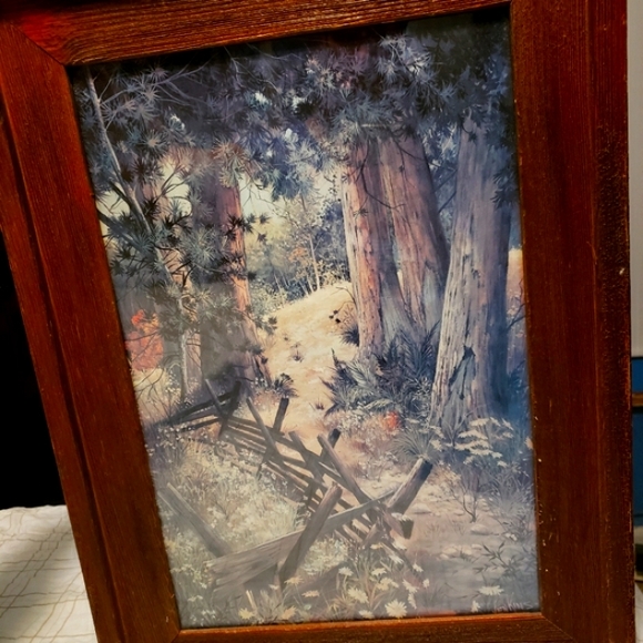 vintage framed woodland print - Picture 1 of 8